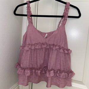 &merci pink ruffle tank top size S